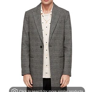 All Saints Long Gray Plaid Blazer